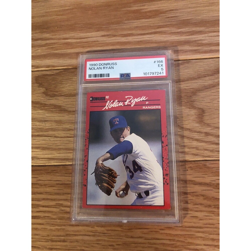 1990 Nolan Ryan ERROR #166 DONRUSS Texas Rangers Baseball card NO DOT Vintage